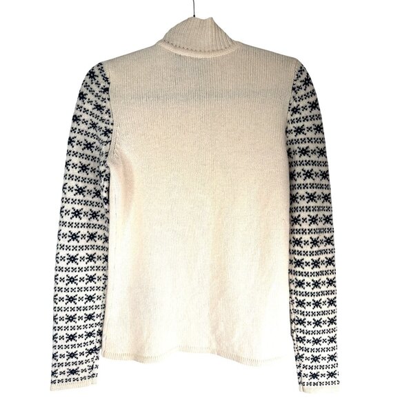 Skyr Womens Small Beige & Black Snowflake Lambs Wool Full-Zip Sweater - Picture 9 of 12